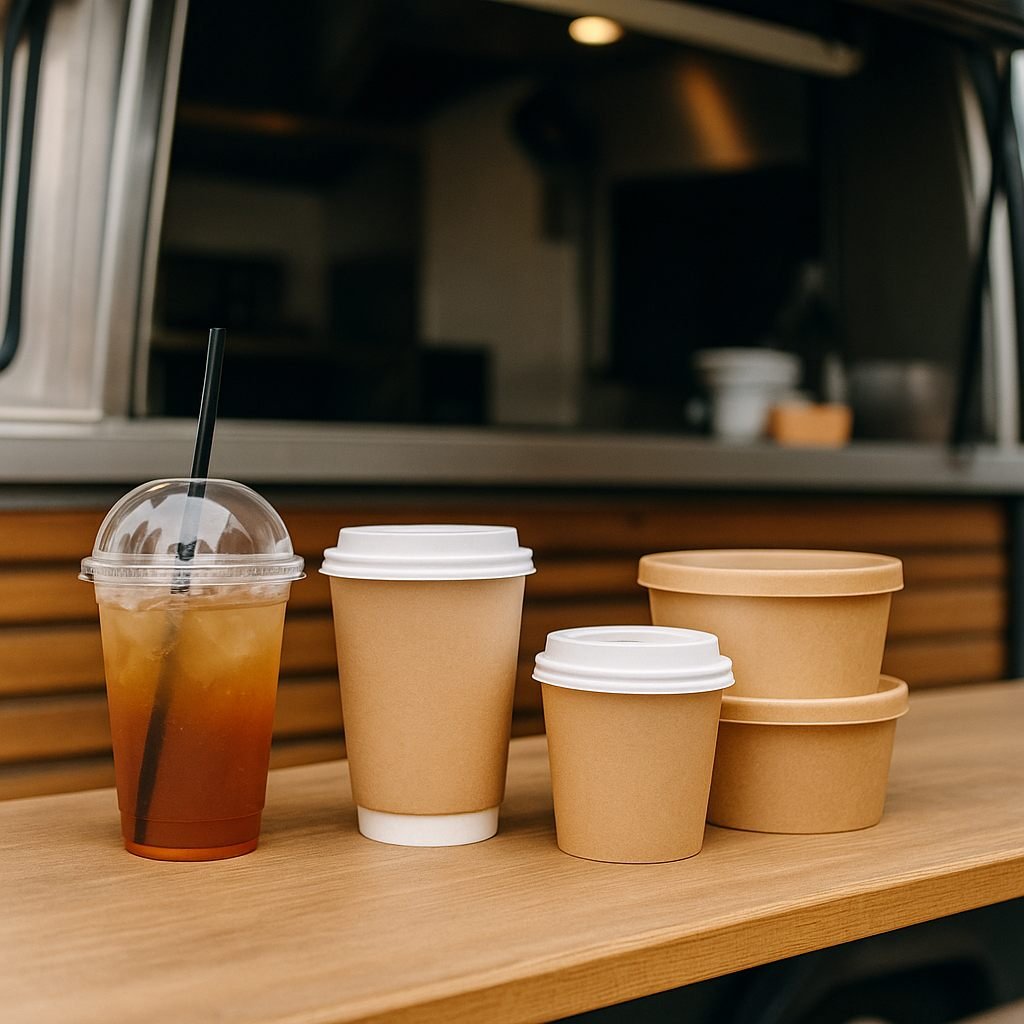 Durable cup lids and straws for mobile services