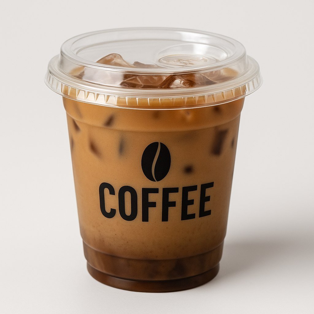 Iced coffee cup with flat sip lid