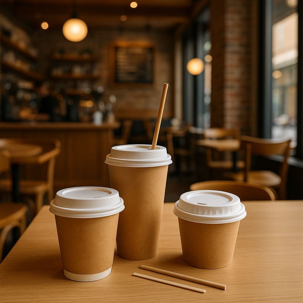 Paper lids, sip lids, and stirrers for hot drinks