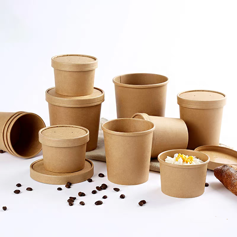 kraft soup bowls with paper lids