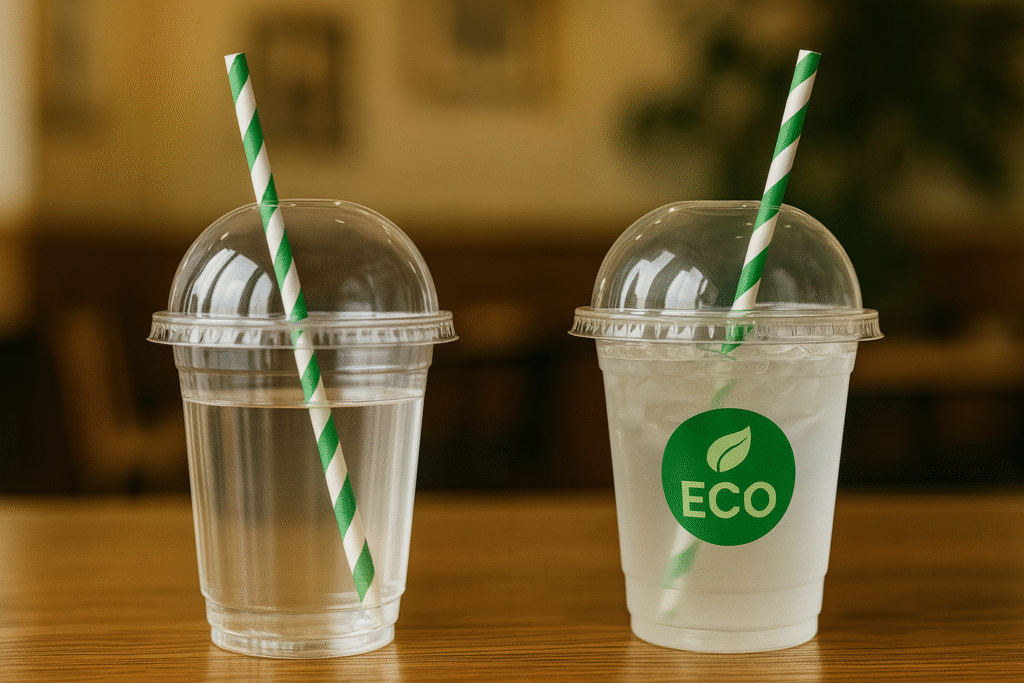 pet-pla-cold-drink-cups-wooden-table