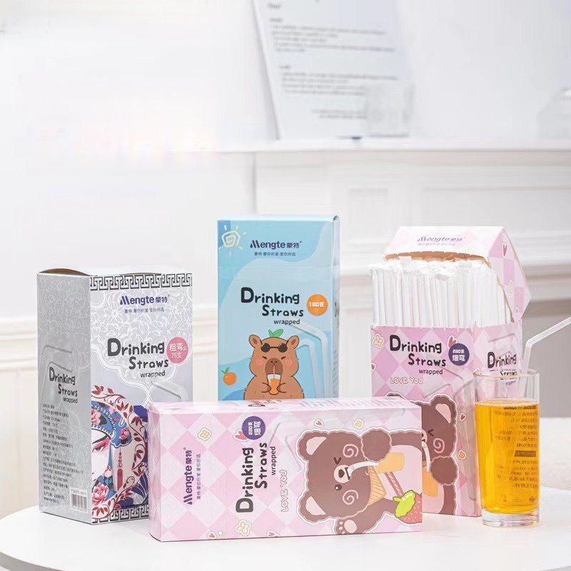 straws in custom colored boxes