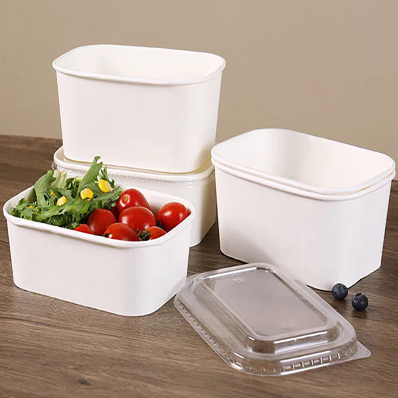 white paper container with plastic clear lid