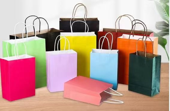 colorful paper bags with handles